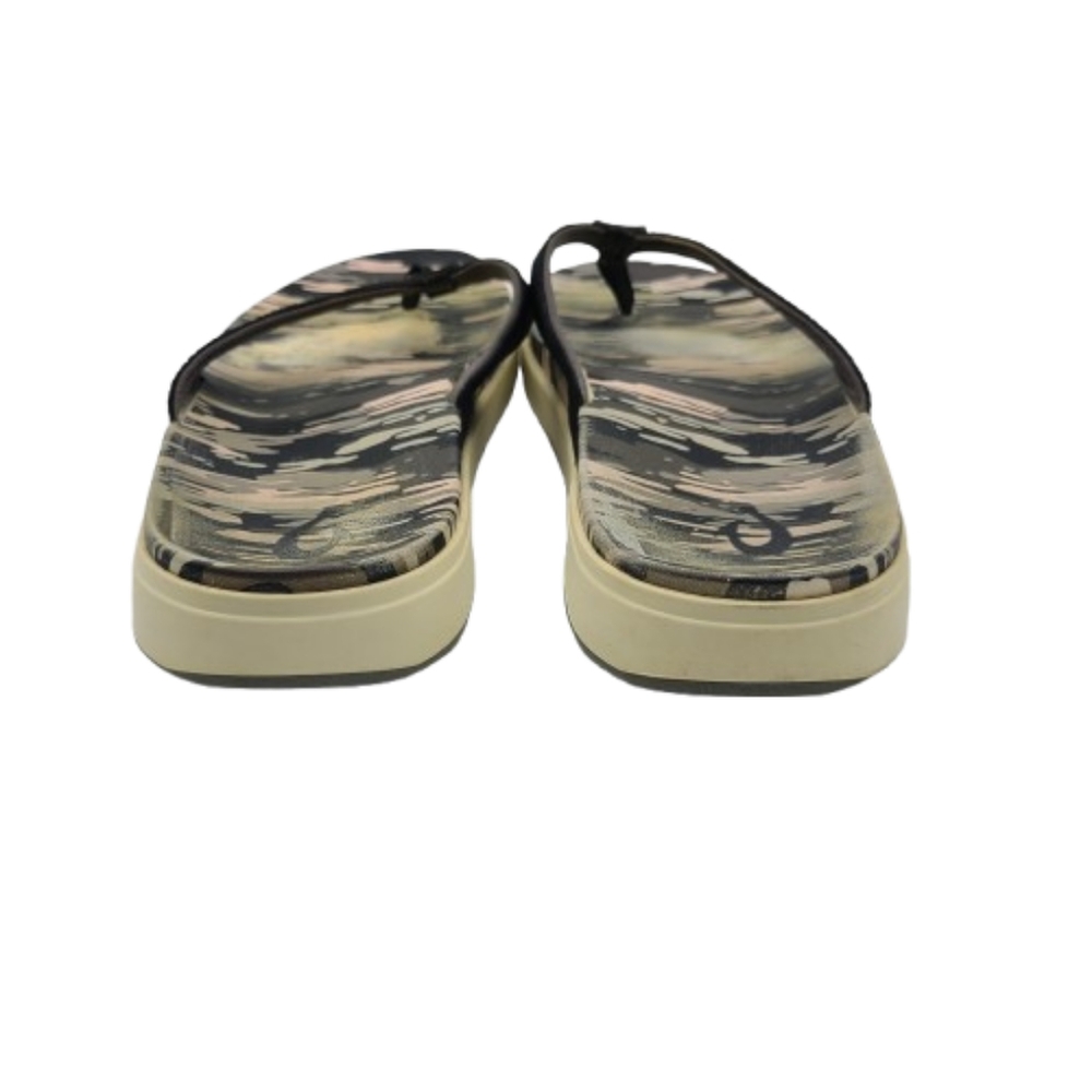OluKai Nua Pio Camo Flip Flop Sandals Size 10 Black White Gray - Picture 5 of 10